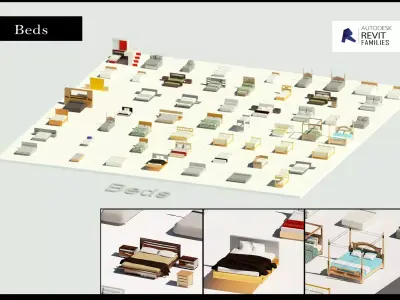 Parametric REVIT Furniture Collection Beds rfa 3D model