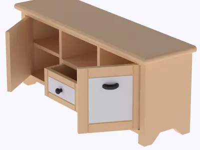 Living room cabinet with functional doors shelves and drawer  3D print model