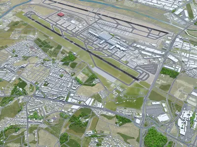 Malaga Costa del Sol Airport 10km Low-poly 3D model