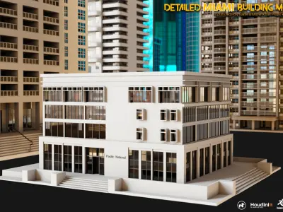 High Detailed MIAMI Building Model Pack plus Rooftop Equipment 3D model