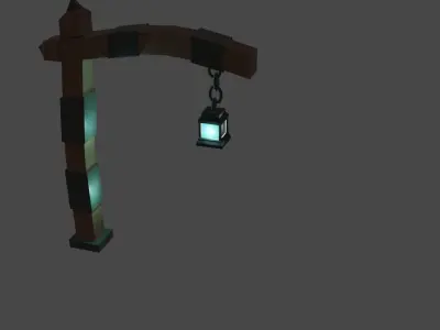 Medieval Street Light Low-poly 3D model