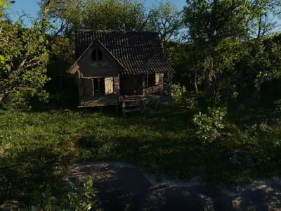 Abandoned cabin Scene 3D model