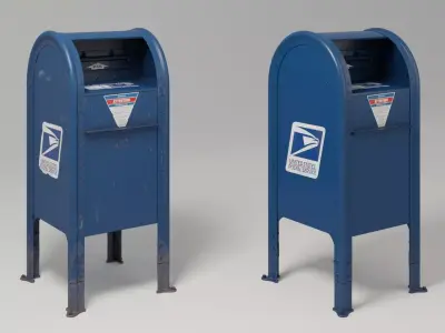 US Postal mailbox Low-poly 3D model