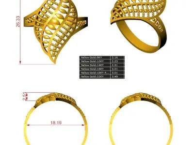 gold ring 22k light weight 3D print model