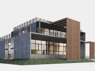 Modern villa with vertical gardening 3D model