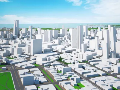 Melbourne City And Surroundings Australia Low Poly VR AR   Low-poly 3D model