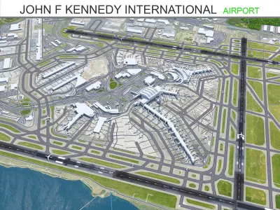 John F Kennedy International Airport 12km Low-poly 3D model
