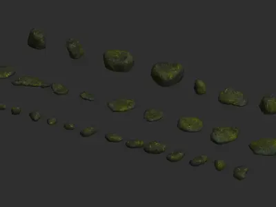 Assorted Rocks - Lichen 1 Low-poly 3D model