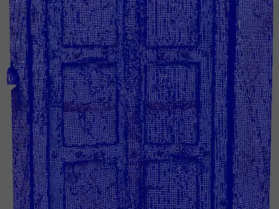 The structure of the old wooden door of the Indian street 3D model