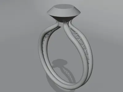 Gold Women Diamond Ring 3D print model 3D print model Low-poly 3D model