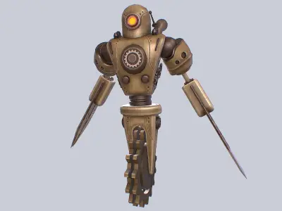 Steampunk mech Low-poly 3D model