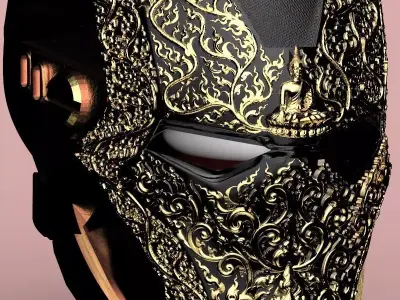 Thai Ornamental Cyber Helmet  3D Model for  CNC and 3D Printing 3D print model