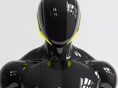 Cyberpunk Male Figure Glossy Black Suit Neon Yellow Accents 3D Low-poly 3D model