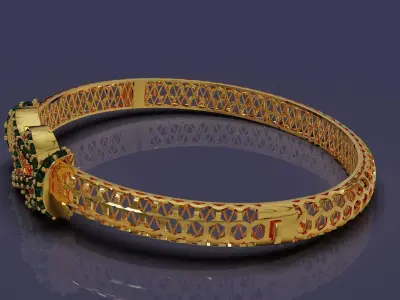 Diamond set twisted Rope bracelet 3D print model