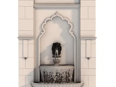 Classical Lion Head Wall Fountain Set 635 3D model purchase