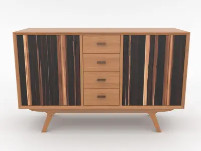 Mid-Century Modern Sideboard 120 Oslo Low-poly 3D model