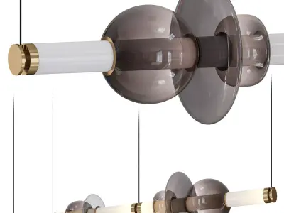 Linear minimalist LED pendant light Stellar Orbit Low-poly 3D model