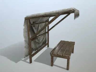 market  bench Low-poly 3D model