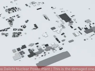 Fukushima Area Coast Streets and Buildings 3D model