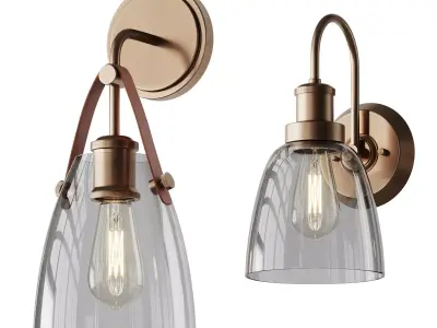 Glass and Leather And Versatile Bath Sconce 3D model