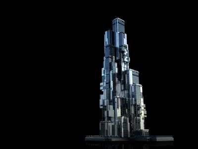 Futuristic Future Modern City Building Skyscraper 03 3D model