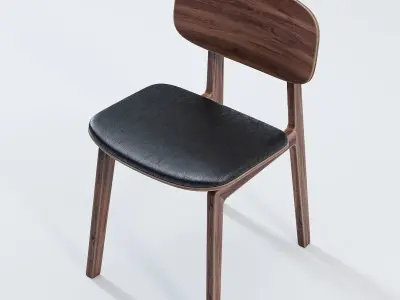 NY11 Dining Chair Walnut Leather 3D model