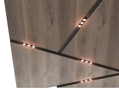 Wooden suspended ceiling with lighting 38 3D model