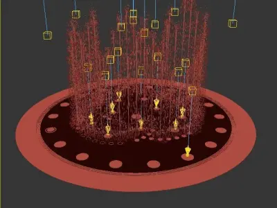 Water fountain Water stream splashing on ground 3D model