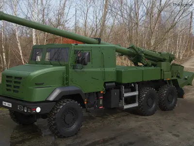  Long-Barrel Self-Propelled Gun On 6x6 Chassis 