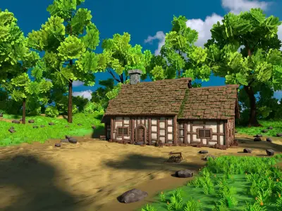 Medieval House 14 With Environment Low-poly 3D model