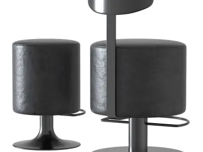 Leather bar stools Low-poly 3D model
