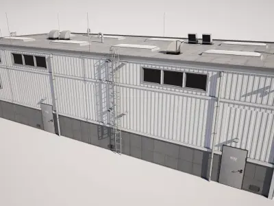  Industrial Warehouse Building Low-poly 3D model