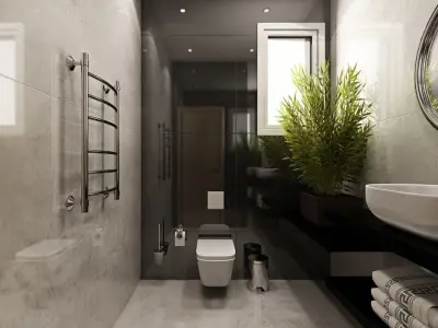 Modern Bathroom Full detailed high poly 3D model