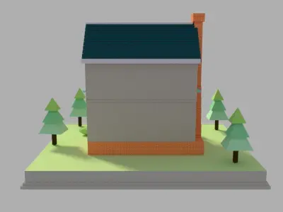 Low Poly Cartoon House  Low-poly 3D model purchase