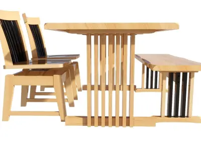 Dining set 4 seat 3D model