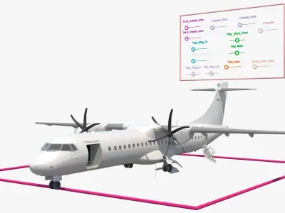  Civil Passenger Plane with Dual Propellers White Rigged 