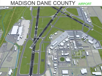 Madison Dane County Airport 10km Low-poly 3D model