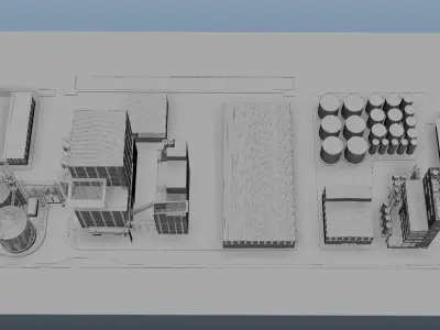 Factory with silos and tanks 3D model