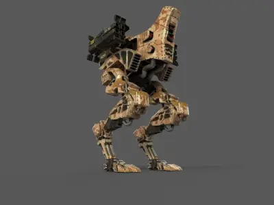 Mech Walking tank - low-poly game-ready 3D model Low-poly 3D model