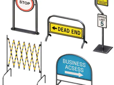 Street Signs Low-poly 3D model