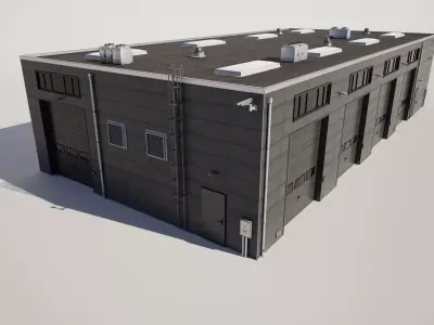  Industrial Warehouse Building Low-poly 3D model