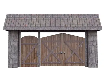 Animated Rustic Farm Gate Low-poly 3D model