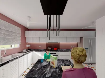 interior kitchen scene 3D model