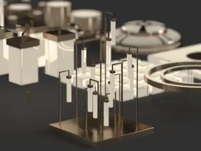 Modern Chandeliers Set 3D model