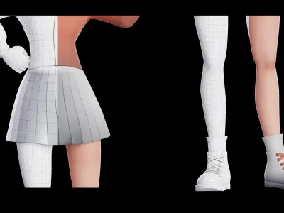 Cartoon White Teen Woman Rigged  Low-poly 3D model