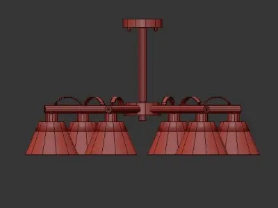 AX183 six light chandelier with wooden shades 3D model