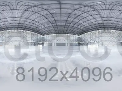 HDRI - Airplane Hangar Hall Interior 3b Texture