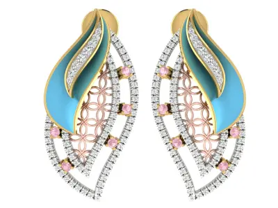 Women Pendant Earring Sets 3dm STL OBJ FBX Renders Details 3D print model 2