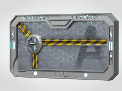 Animated Sci-fi Gate T1 Low-poly 3D model