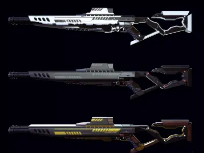 Cyberpunk Futuristic style DoubleBarrel Shotgun - JAWBREAKER-069 Low-poly 3D model